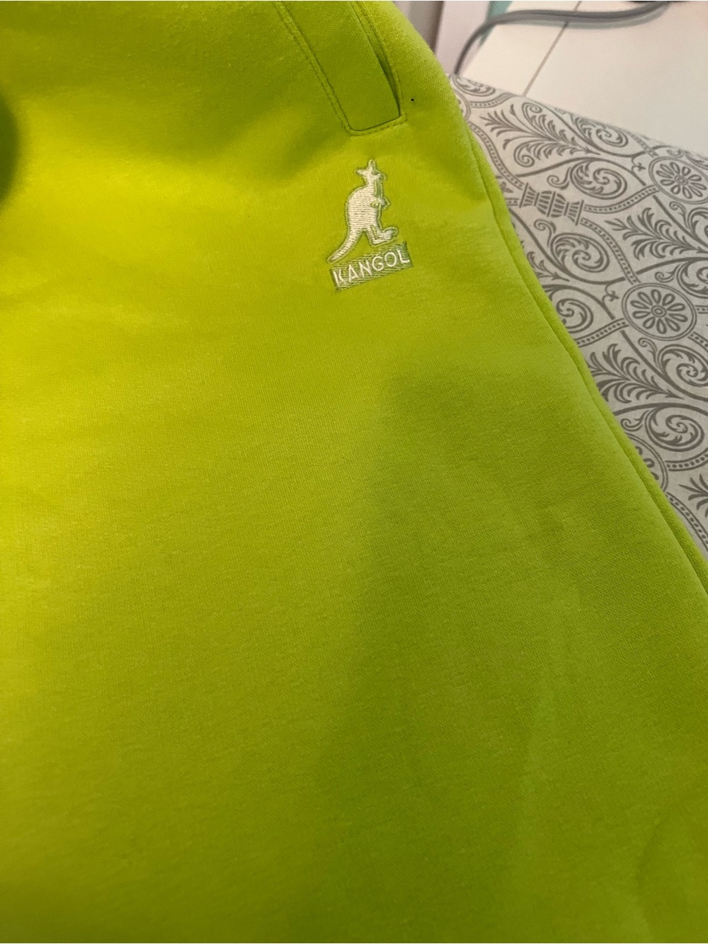 Kangol Neon Lime Athletic Shorts with White Logo